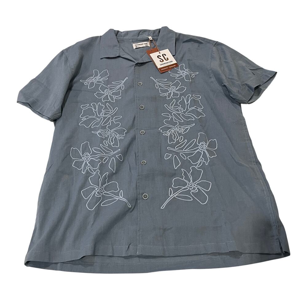 M3-72 SOVEREIGN CODE Men's NWT Cotton Linen Floral Button Up Top Dress Shirt XL